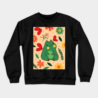 Cute Cottagecore Frog Floral Aesthetic Crewneck Sweatshirt